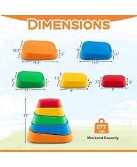 Costway 5 Pcs Balance Stepping Stones for Kids with Non-Slip Surface and Edging