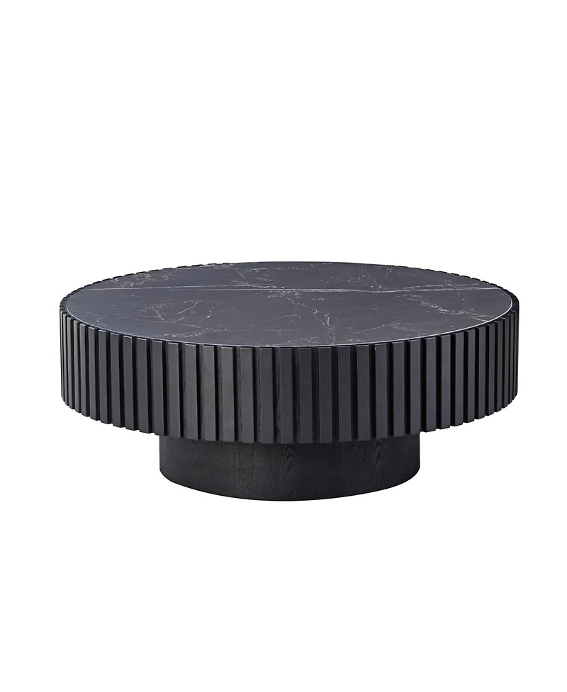 Streamdale 35" Nesting Round Stone Coffee Table - Black