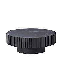 Streamdale 35" Nesting Round Stone Coffee Table - Black