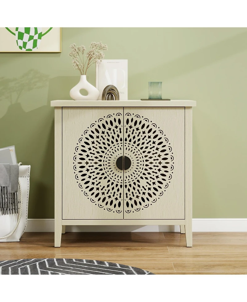 Streamdale Hollow-Carved 2 Door Accent Cabinet with Adjustable Shelf