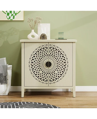 Streamdale Hollow-Carved 2 Door Accent Cabinet with Adjustable Shelf