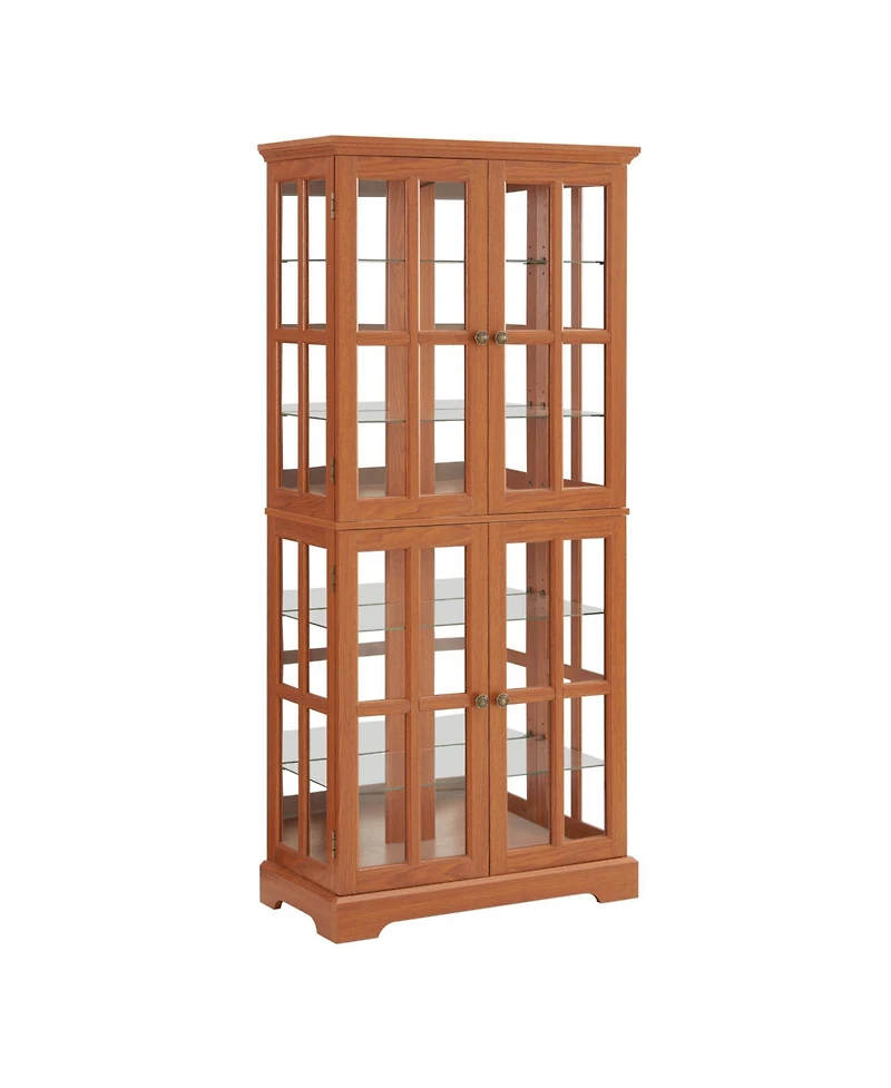 Streamdale Furniture Vintage Curio Cabinet - Glass Doors, Adjustable Shelves, Dark Oak