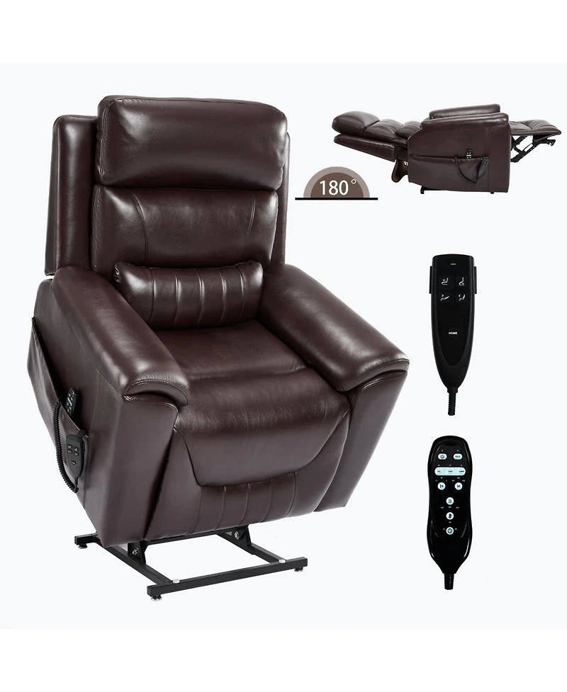 Streamdale Furniture Streamdale Power Lift Recliner w/ Massage & Heat, 350 Lbs, Brown