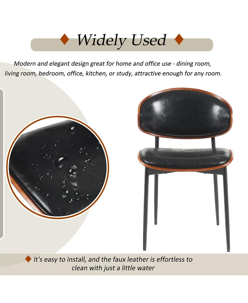 Streamdale Furniture Bentwood Dining Chairs - Set of 2 Leather Seats