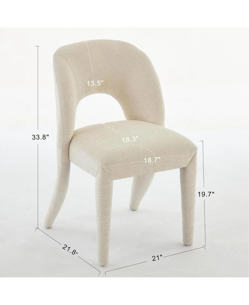 Streamdale Cream Chenille Dining Chairs, Hollow Back, Set of 2