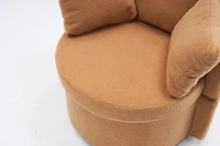 Simplie Fun Teddy Fabric Swivel And Storage Chair With Back Cushion For Living Room, Khaki