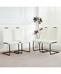 Streamdale Furniture Streamdale Modern White Pu Dining Chair with Black Metal Legs (Set of 4