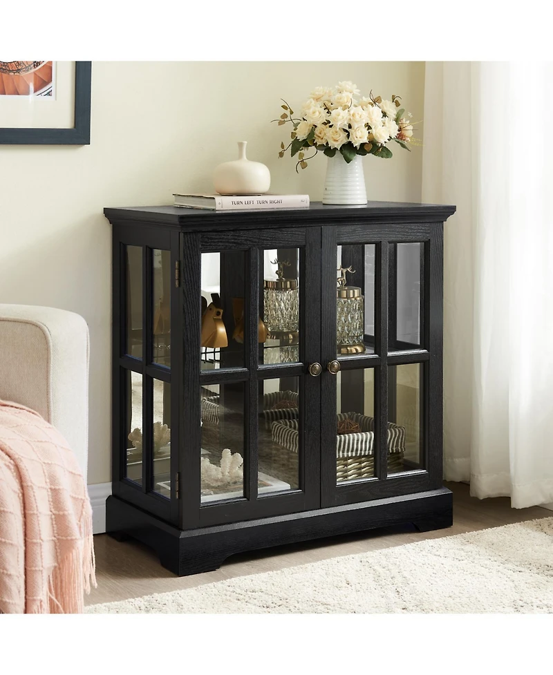 Streamdale Furniture Led Curio Cabinet with Adjustable Shelves - Blk