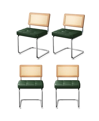 Streamdale Furniture Rattan Dining Chairs Set of 4 Faux Leather