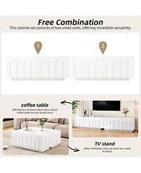 Streamdale Furniture Elegant Tv Stand & Coffee Table Set, Arched Media Console, White