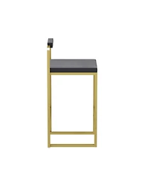 Streamdale Velvet Bar Stools Set of 2, Counter Height, Gold & Gray