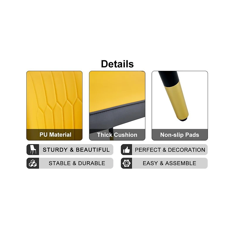 Streamdale Furniture Streamdale Dual Tone Pu Leather Dining Chair, Black Metal Legs, Set of 4