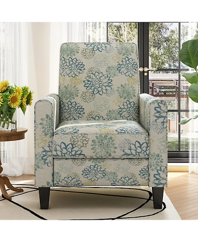 Streamdale Furniture 27.5" Recliner Chair, Solid Wood Legs, Light Brown & Blue