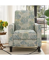 Streamdale Furniture 27.5" Recliner Chair, Solid Wood Legs, Light Brown & Blue