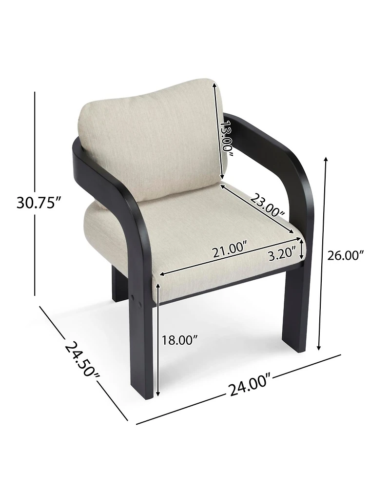 Streamdale Furniture Streamdale 2-Pack Dining Chairs with Pillow Back, Beige Fabric, Black Solid Wood Frame