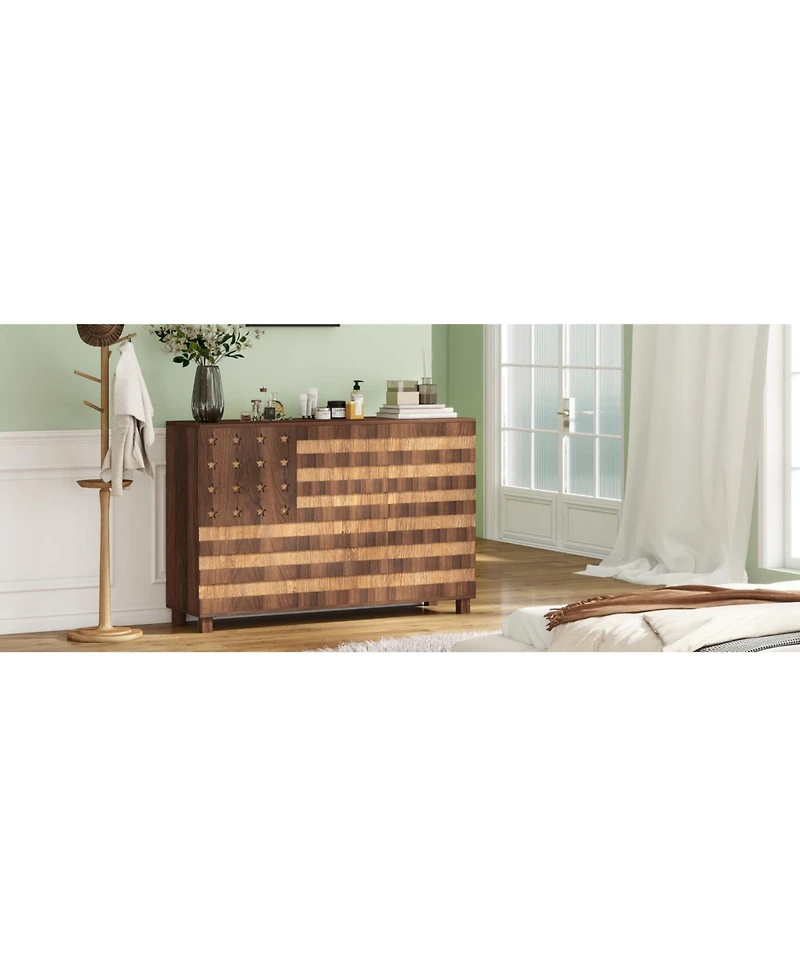 Streamdale Furniture 55" Buffet Sideboard Cabinet - Hand Carved, 2 Drawers, 3 Doors, Adjustable Shelves