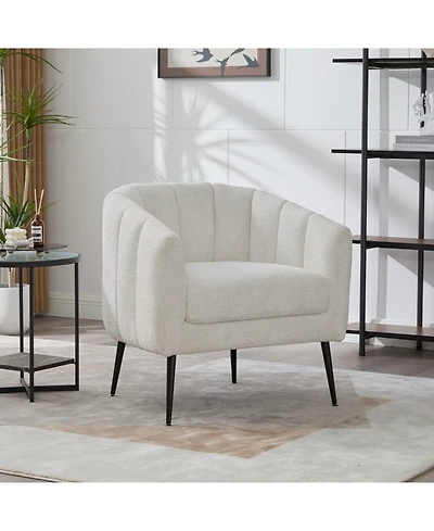 Streamdale Furniture Chenille Barrel Accent Chair - Ivory