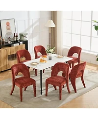 Streamdale Furniture Rose Chenille Dining Chairs, Hollow Back, Set of 2
