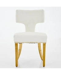 Streamdale Furniture Mid Century Modern Chenille Dining Chairs, Set of 2, Beige