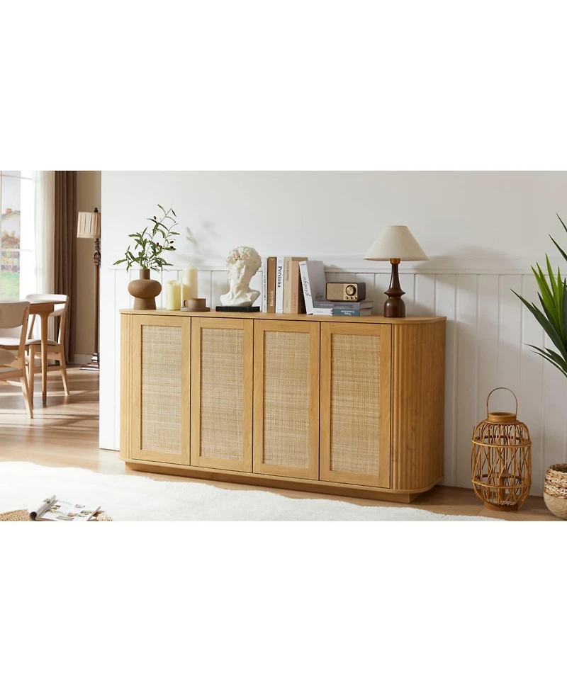 Streamdale Furniture 64" Wave Tv Stand Rattan Door Cabinet