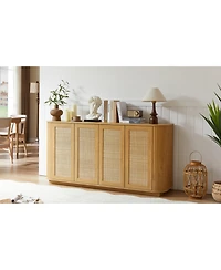 Streamdale Furniture 64" Wave Tv Stand Rattan Door Cabinet