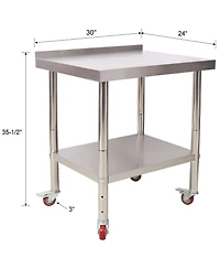 Streamdale Furniture Stainless Steel Prep Table 30x24, Backsplash, Casters