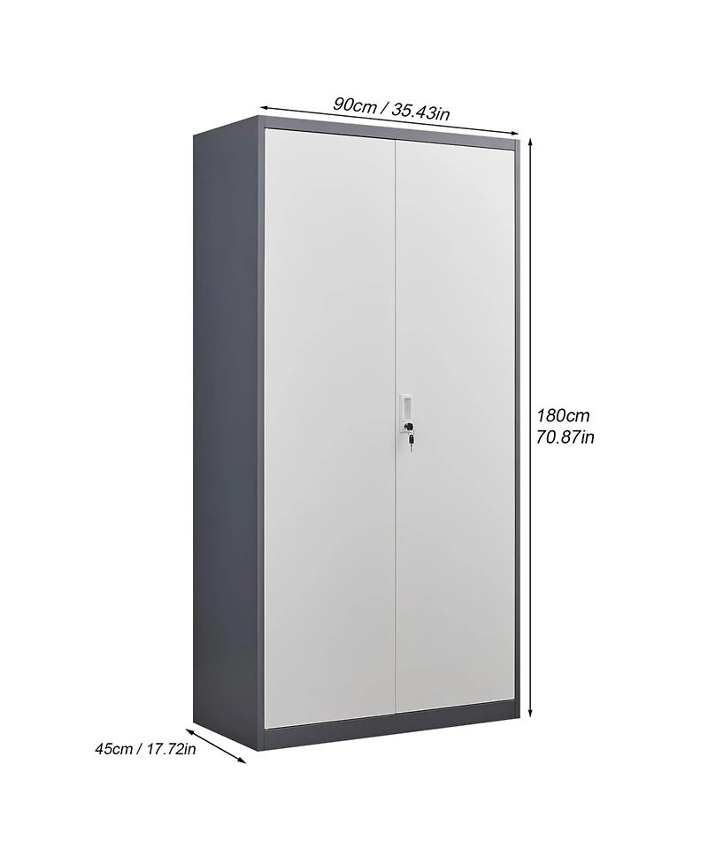 Streamdale Furniture Gray Metal Lockable Wardrobe - Fireproof & Waterproof
