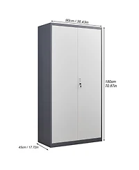 Streamdale Furniture Gray Metal Lockable Wardrobe - Fireproof & Waterproof