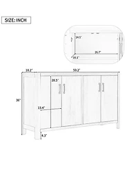 Streamdale Furniture Farmhouse 4-Door Cabinet Rustic Accent