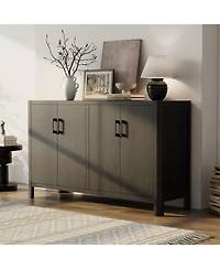 Streamdale Furniture Farmhouse 4-Door Cabinet Rustic Accent