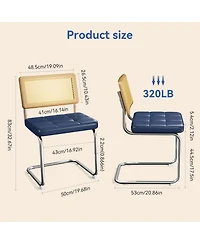 Streamdale Furniture Rattan Dining Chairs Set of 4 Blue Faux Leather