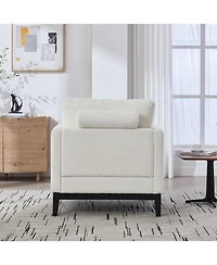 Streamdale Furniture 35.4" Wide Modern Farmhouse Accent Chair - Ivory Boucle
