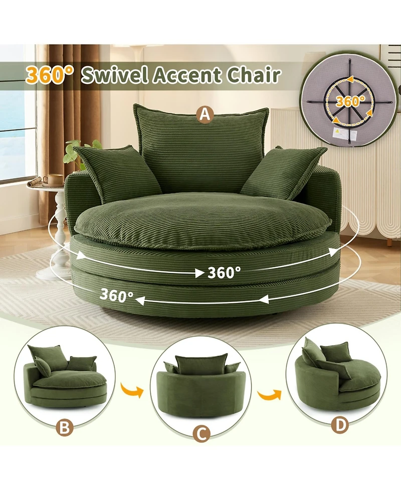 Streamdale Furniture 360 Swivel Barrel Chair with Pillows - Green