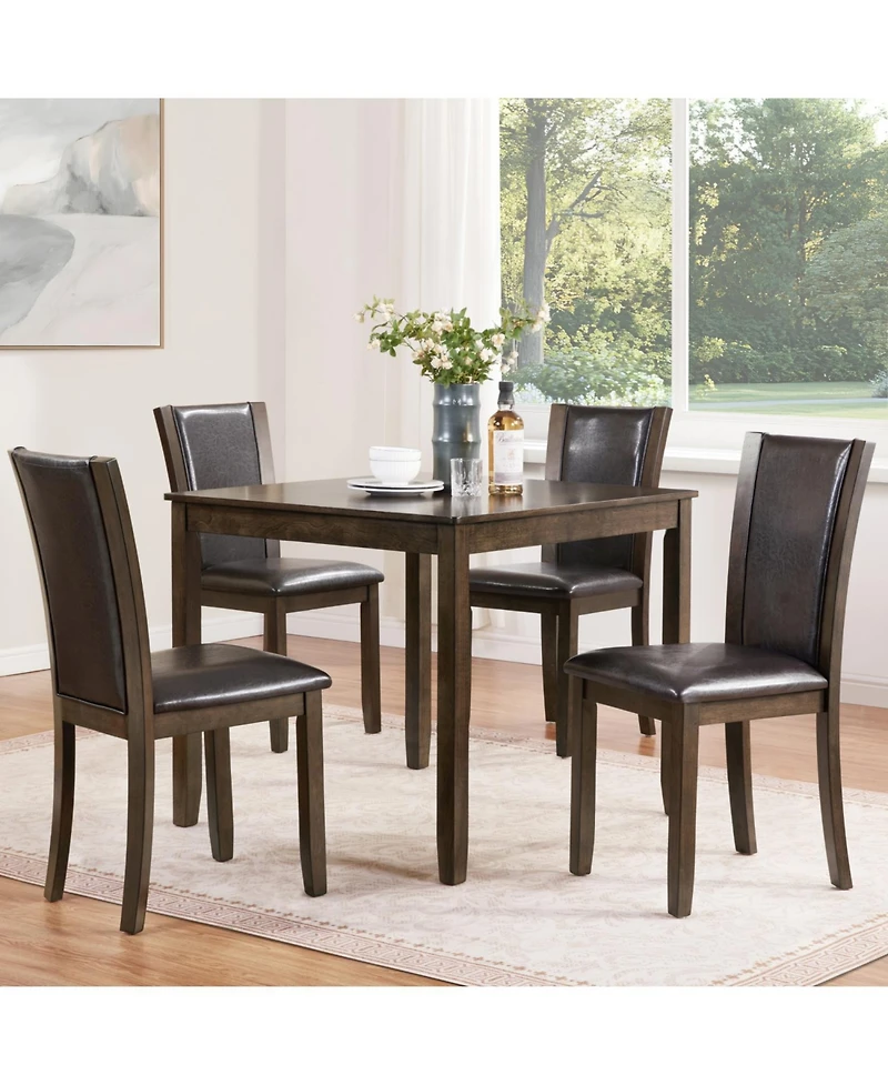 Streamdale Furniture 5-Piece Dark Walnut Dining Set