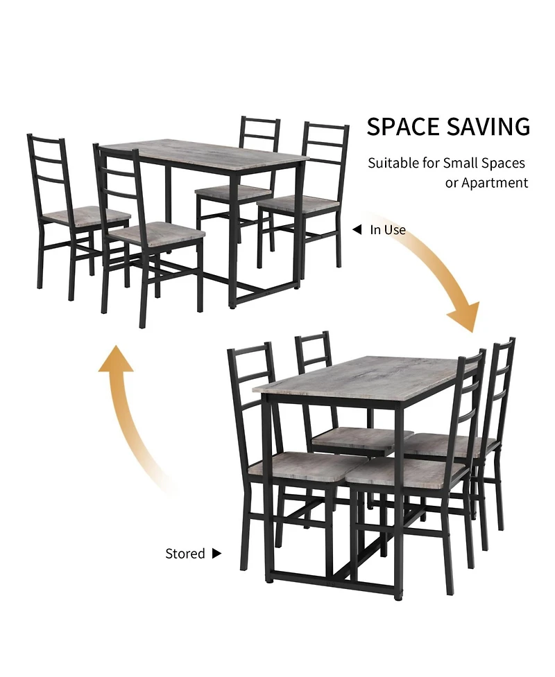 Streamdale Farmhouse Dining Table Set with 4 Chairs