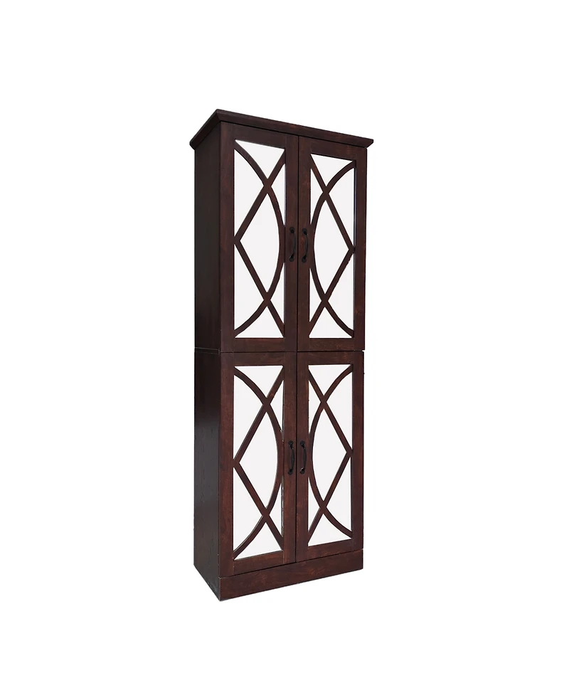 Streamdale Furniture 68" Shoe Cabinet with Doors, 8-Tier Adjustable Shoe Organizer, Walnut