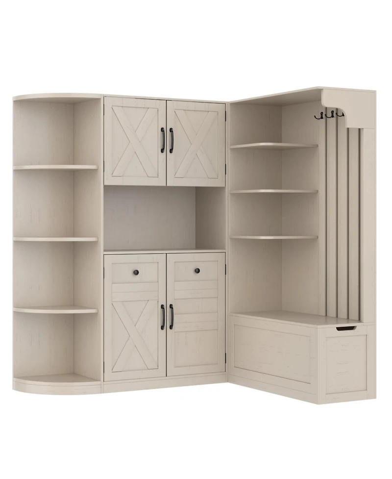 Streamdale Furniture Hall Cabinet with Storage & Hooks