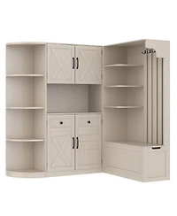 Streamdale Furniture Hall Cabinet with Storage & Hooks