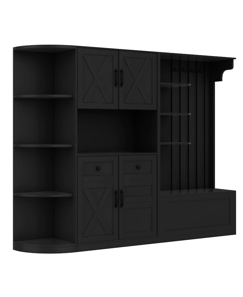 Streamdale Furniture Hall Cabinet with Storage & Hooks