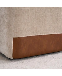 Streamdale Linen Upholstered Armless Dining Chair with Casters,Beige