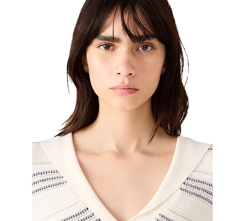 Steve Madden Women's V-Neck Stripe Sweater