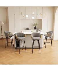 Streamdale Furniture 4 Velvet Swivel Bar Chairs Modern, Comfortable, Flexible