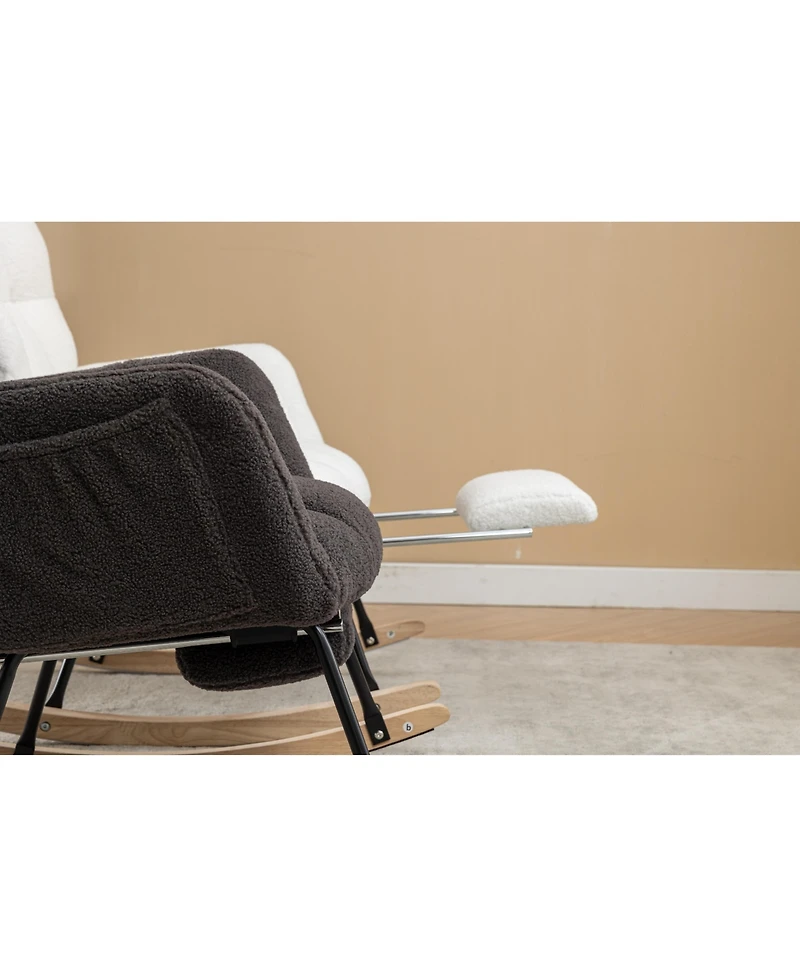 Streamdale Furnitur Teddy Fabric Rocking Chair With Adjustable Footrest,Green