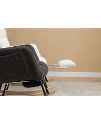 Streamdale Furnitur Teddy Fabric Rocking Chair With Adjustable Footrest,Green