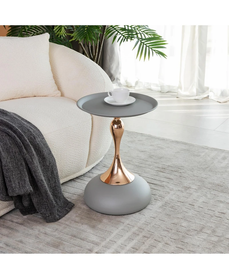 Streamdale Modern Round Coffee Table, Metal Pedestal Table for Small Spaces