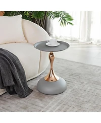Streamdale Modern Round Coffee Table, Metal Pedestal Table for Small Spaces