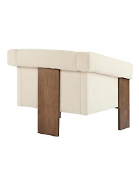 Streamdale Furniture Streamdale Mid-Century Modern Accent Chair White Fabric, Deep Cushions, Wide Armrests