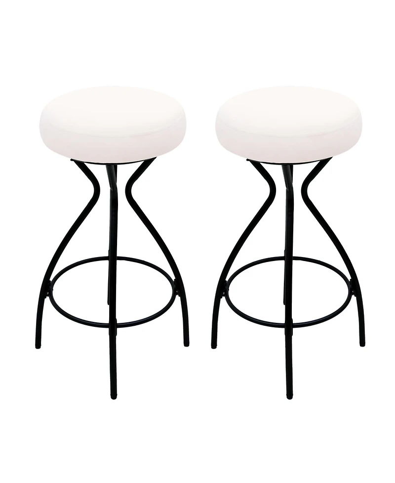 Streamdale Furniture Backless Bar Stools Set of 2 - Black & Cream