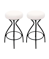 Streamdale Furniture Backless Bar Stools Set of 2 - Black & Cream