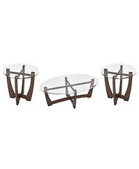 Streamdale 48" Oval Glass Coffee Table, Cherry Finish